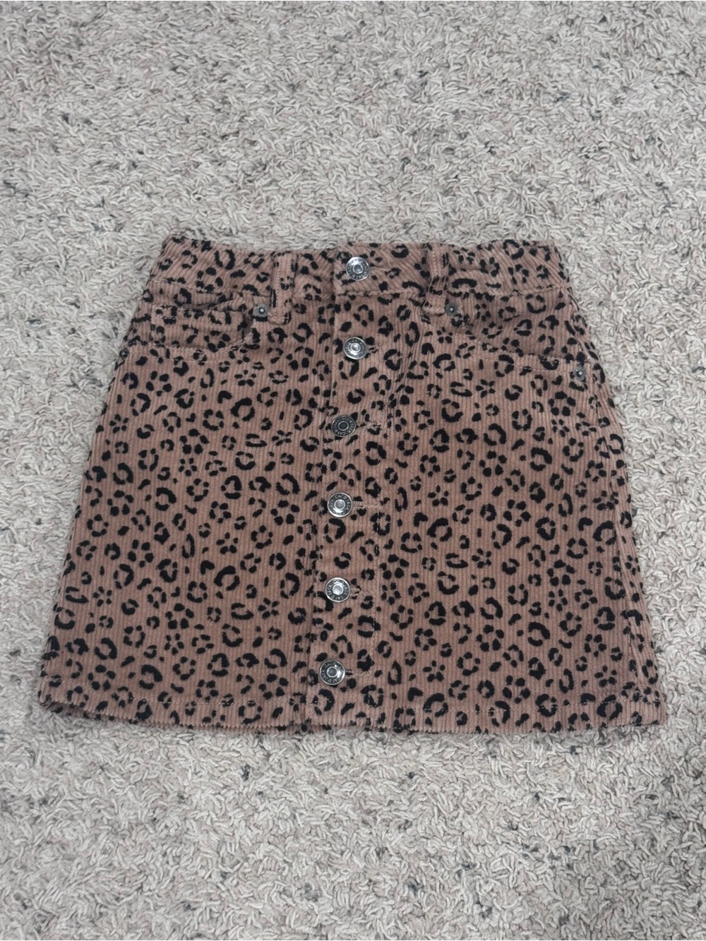 Cat & Jack Leopard Print Corduroy Button-Front Mini Skirt - Brown & Black